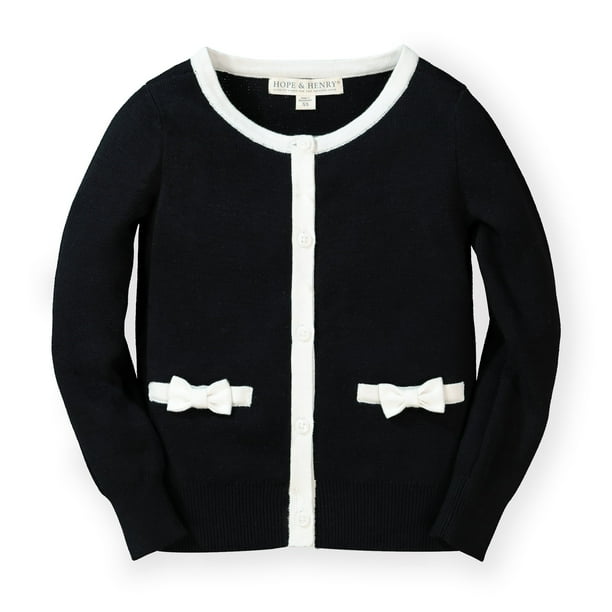 Hope /& Henry Girls Long Sleeve Cardigan with Front Bow Detail